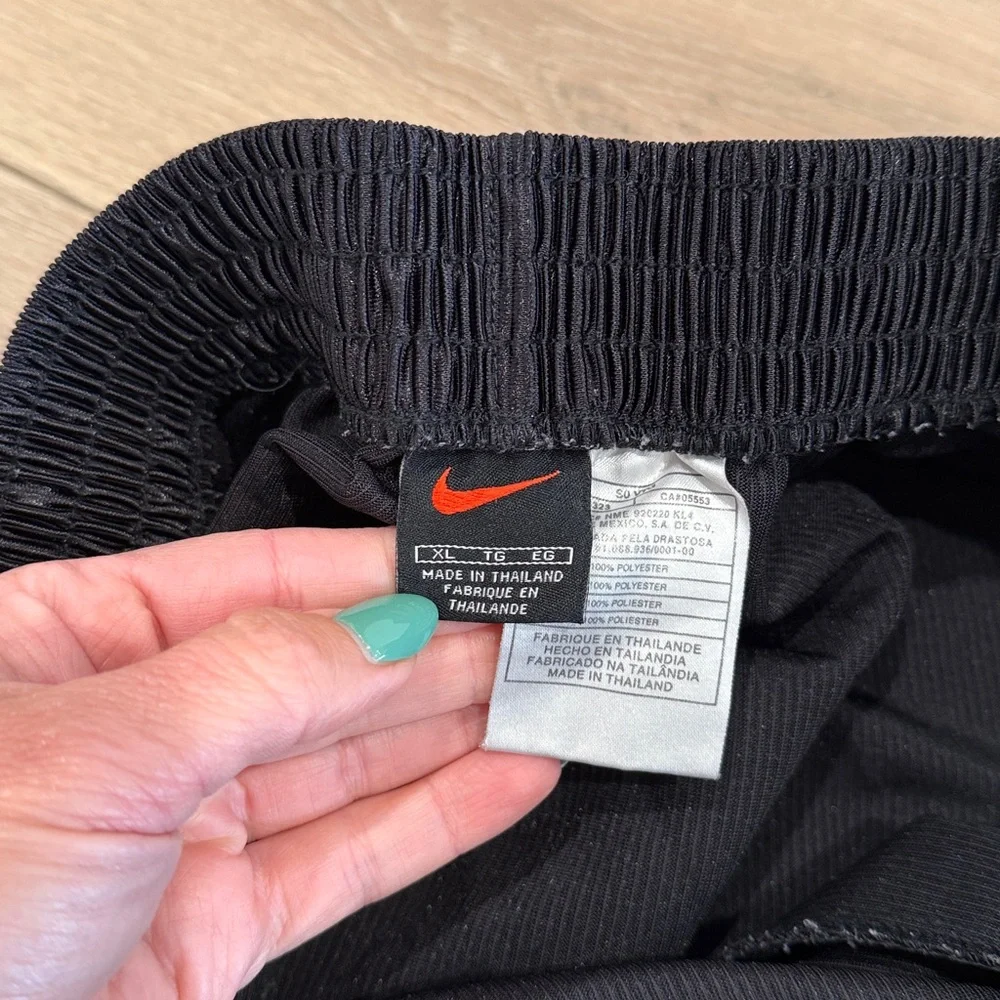 NIKE Black Vintage Tearaway Warm Up Snap Button Wide Leg Track Pants Size XL